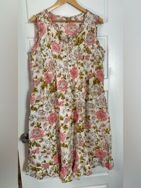 La CERA Women’s Sleeveless Nightgown - Pink Floral - see measurements